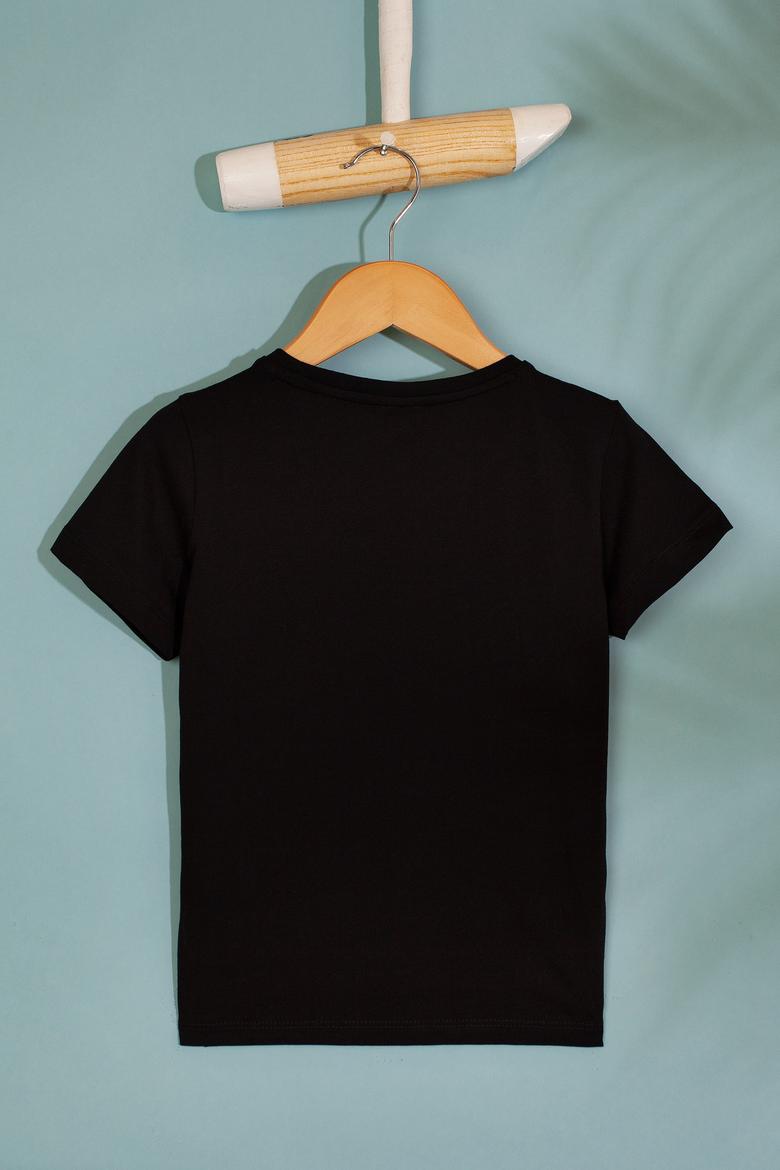 Erkek Çocuk Siyah Bisiklet Yaka Tişört - 50199219134