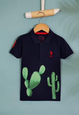 Çocuk Lacivert Bisiklet Yaka Tişört - 50199225057