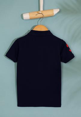 Çocuk Lacivert Bisiklet Yaka Tişört - 50199225057