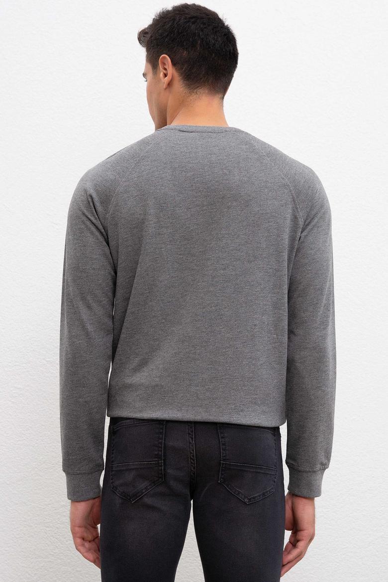 Erkek Antrasit Melanj Bisiklet Yaka Sweatshirt Basic - 50207317036