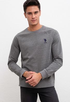 Erkek Antrasit Melanj Bisiklet Yaka Sweatshirt Basic - 50207317036
