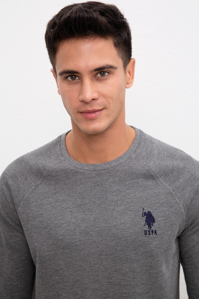 Erkek Antrasit Melanj Bisiklet Yaka Sweatshirt Basic - 50207317036