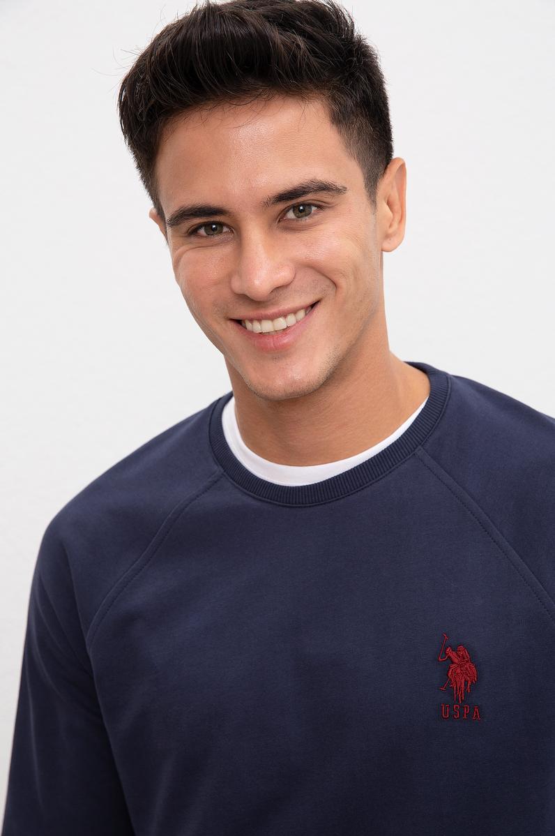 Erkek Lacivert Bisiklet Yaka Sweatshirt Basic