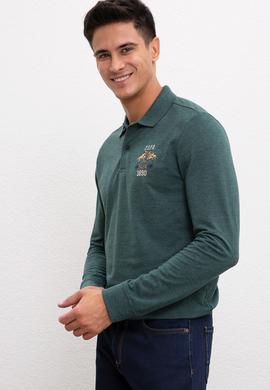 Erkek Koyu Yeşil Polo Yaka Sweatshirt - 50208642018