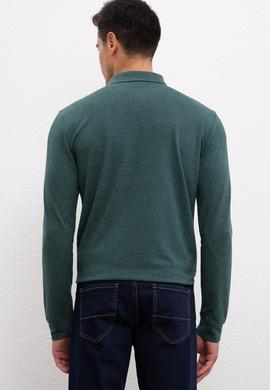 Erkek Koyu Yeşil Polo Yaka Sweatshirt - 50208642018