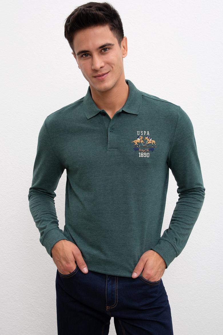 Erkek Koyu Yeşil Polo Yaka Sweatshirt