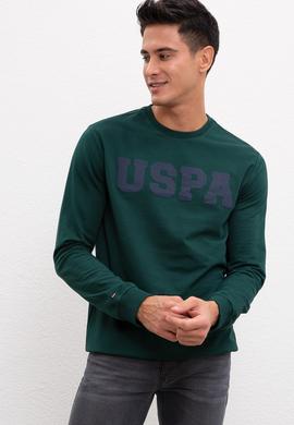 Erkek Koyu Yeşil Bisiklet Yaka Sweatshirt Basic - 50207332039