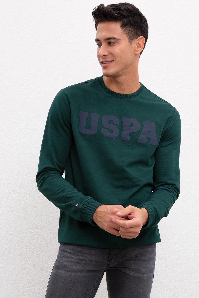 Erkek Koyu Yeşil Bisiklet Yaka Sweatshirt Basic - 50207332039