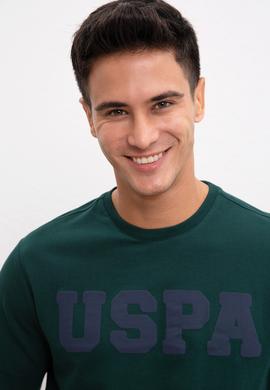 Erkek Koyu Yeşil Bisiklet Yaka Sweatshirt Basic - 50207332039