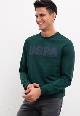 Erkek Koyu Yeşil Bisiklet Yaka Sweatshirt Basic - 50207332039