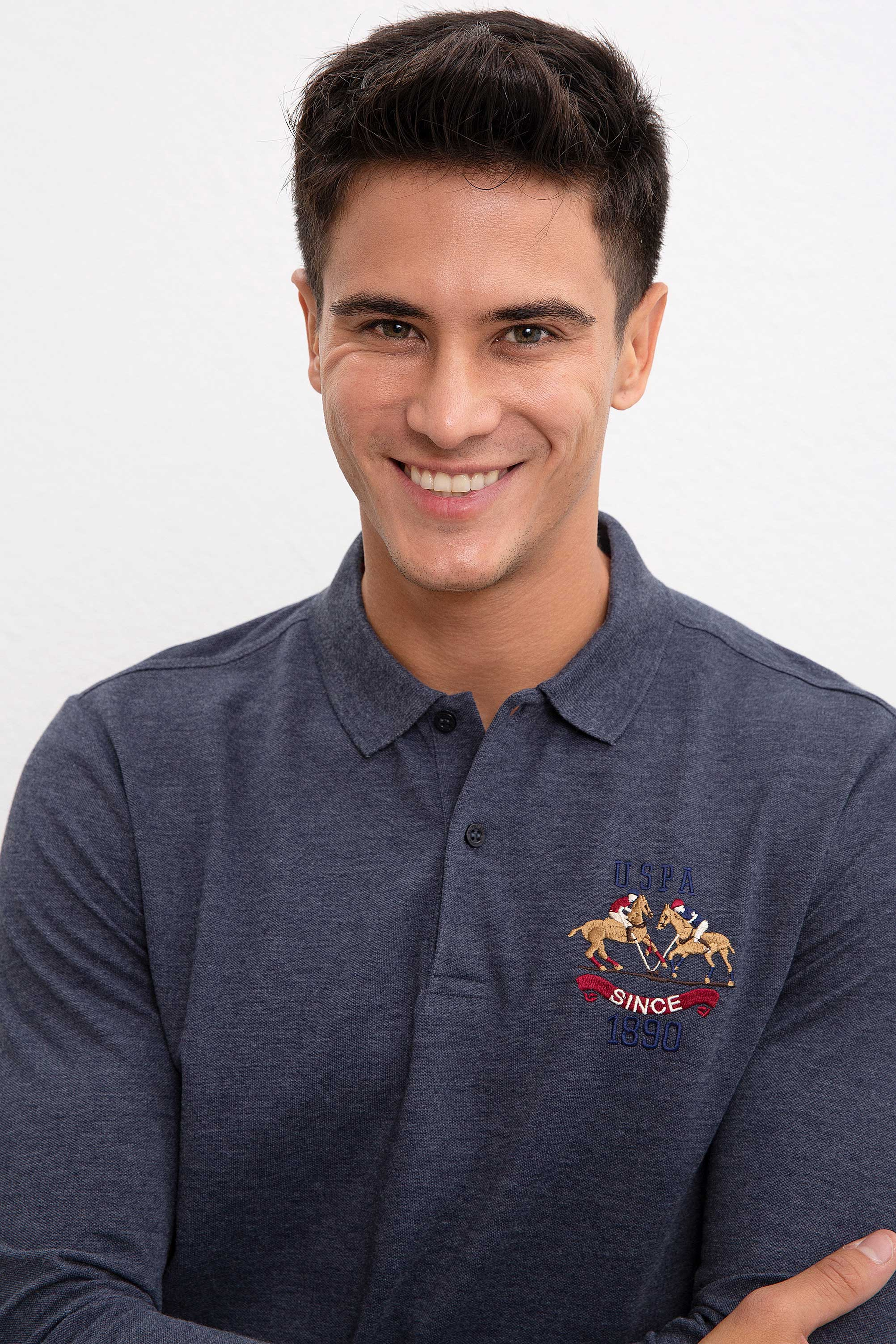 Erkek Lacivert Polo Yaka Sweatshirt - Image 2