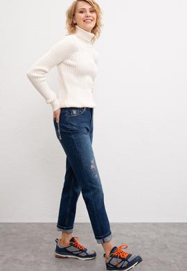 Kadın Mavi Denim Pantolon - 50209488005