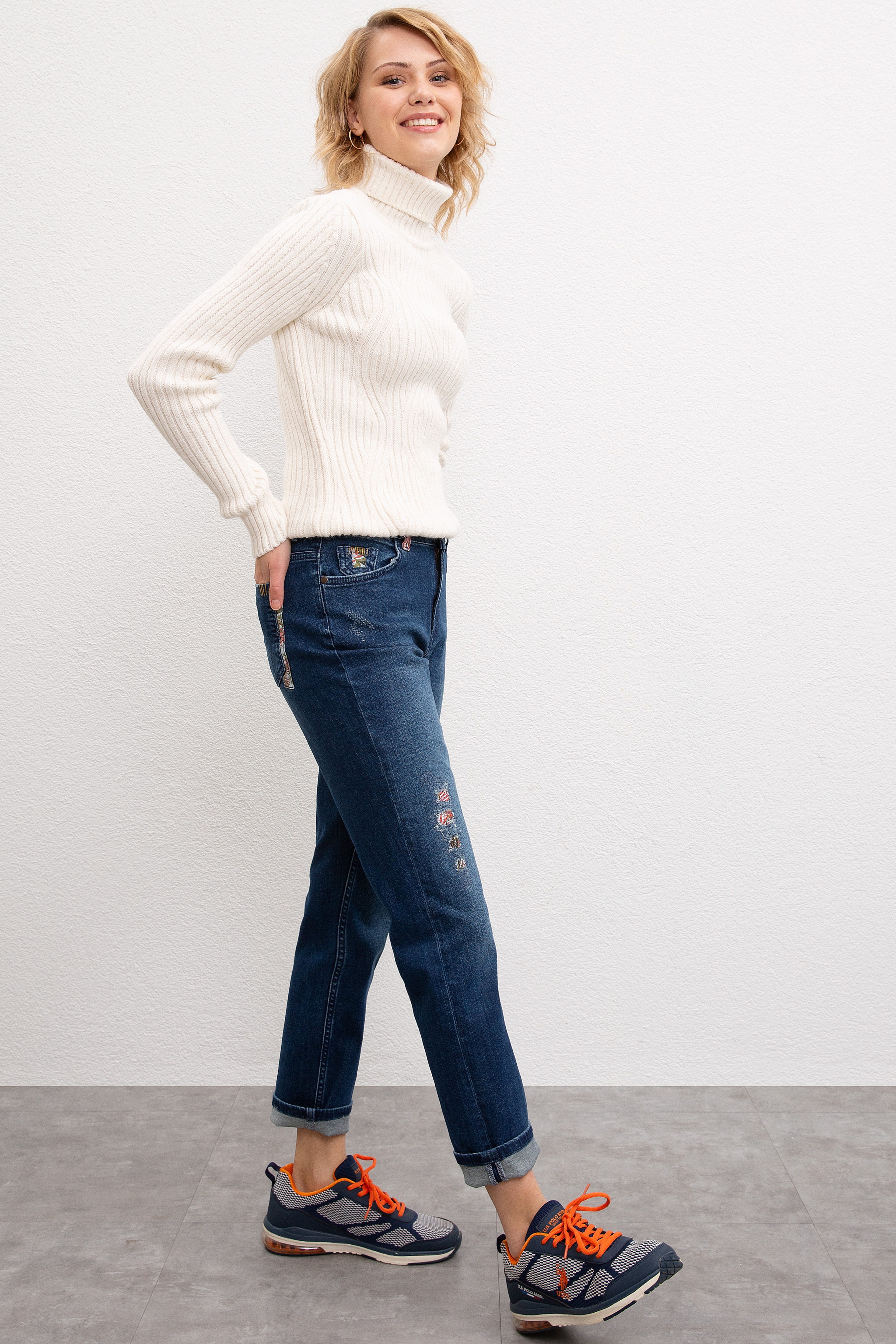 Kadın Mavi Denim Pantolon