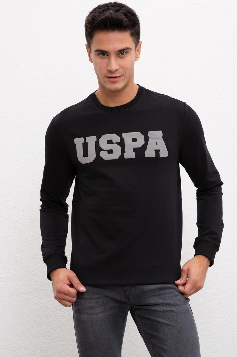 Erkek Siyah Bisiklet Yaka Sweatshirt Basic