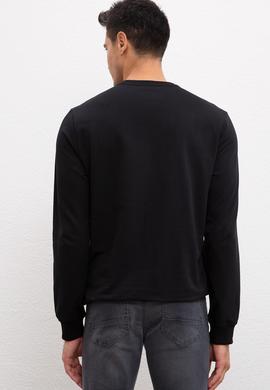 Erkek Siyah Bisiklet Yaka Sweatshirt Basic - 50207332049