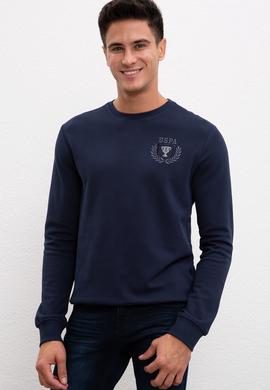 Erkek Lacivert Bisiklet Yaka Sweatshirt - 50207617006