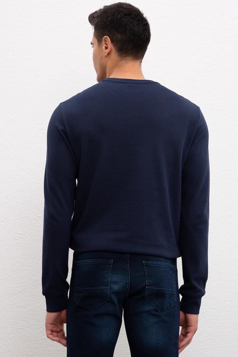 Erkek Lacivert Bisiklet Yaka Sweatshirt - 50207617006