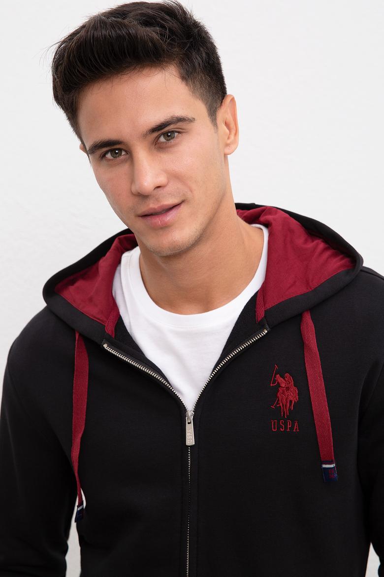 Erkek Siyah Kapüşonlu Fermuarlı Sweatshirt - 50207316007
