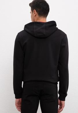 Erkek Siyah Kapüşonlu Fermuarlı Sweatshirt - 50207316007