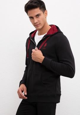 Erkek Siyah Kapüşonlu Fermuarlı Sweatshirt - 50207316007