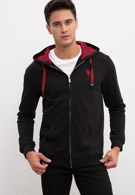 Erkek Siyah Kapüşonlu Fermuarlı Sweatshirt - 50207316007