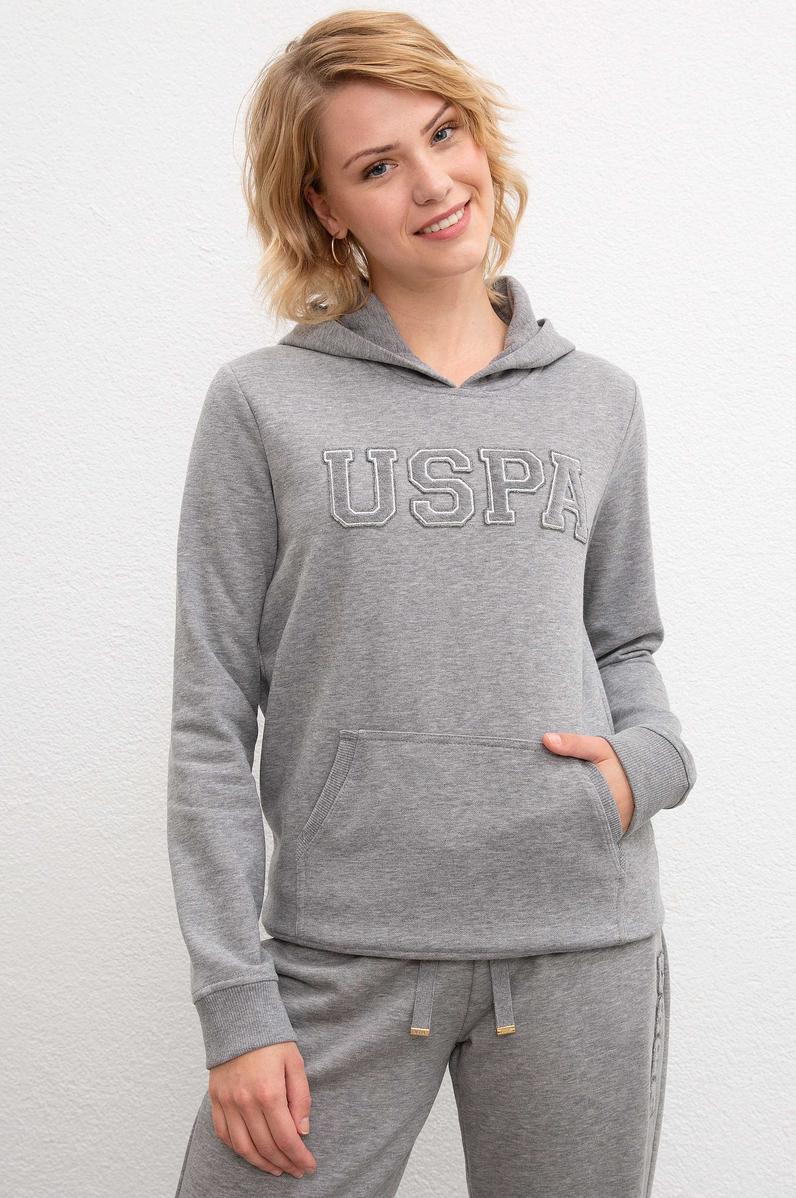 Kadın Gri Melanj Basic Sweatshirt