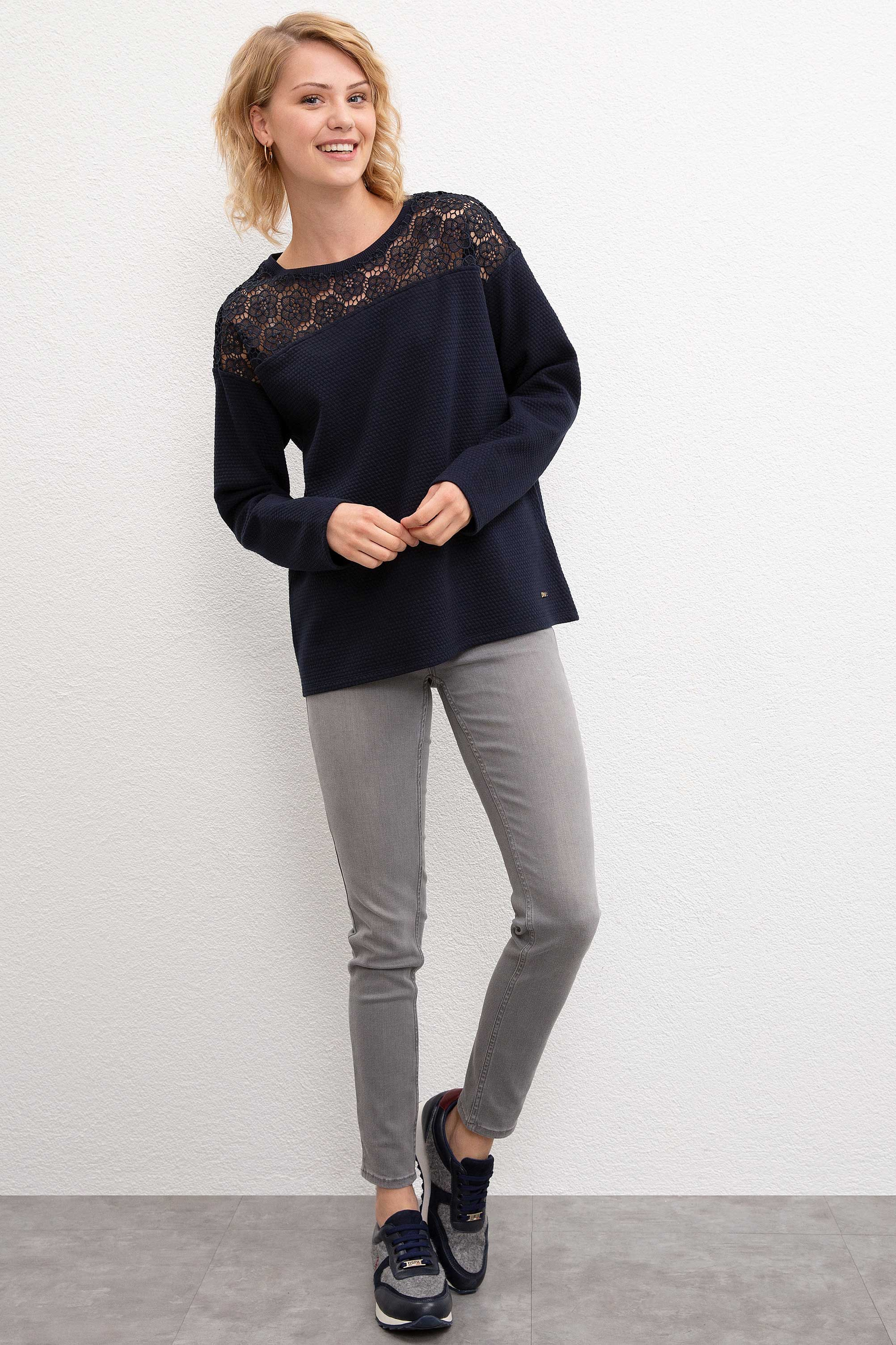 Kadın Lacivert Sweatshirt - Image 4