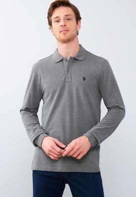 Erkek Antrasit Melanj Polo Yaka Sweatshirt Basic - 50209199046