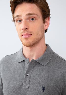 Erkek Antrasit Melanj Polo Yaka Sweatshirt Basic - 50209199046