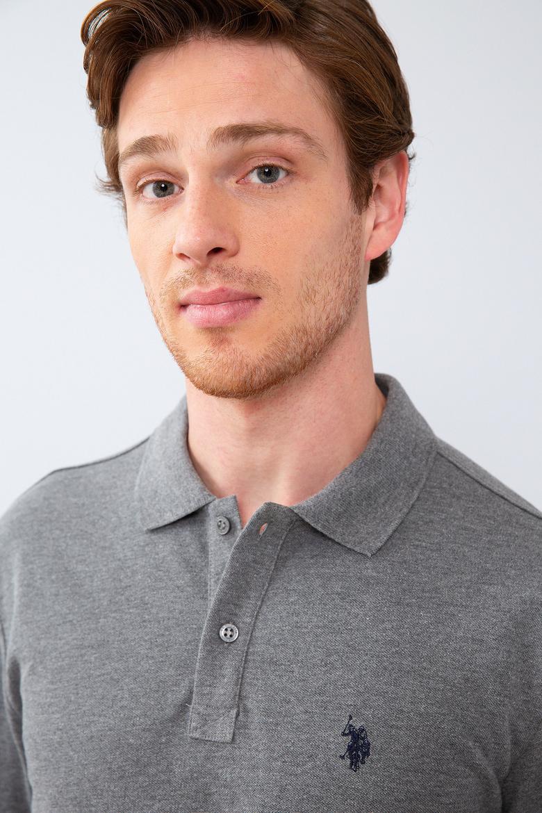 Erkek Antrasit Melanj Polo Yaka Sweatshirt Basic - 50209199046