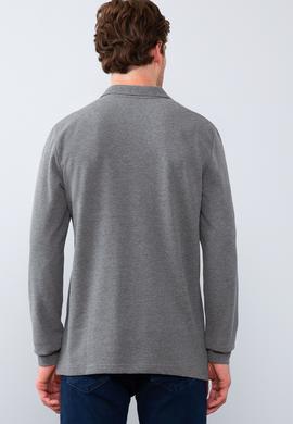 Erkek Antrasit Melanj Polo Yaka Sweatshirt Basic - 50209199046