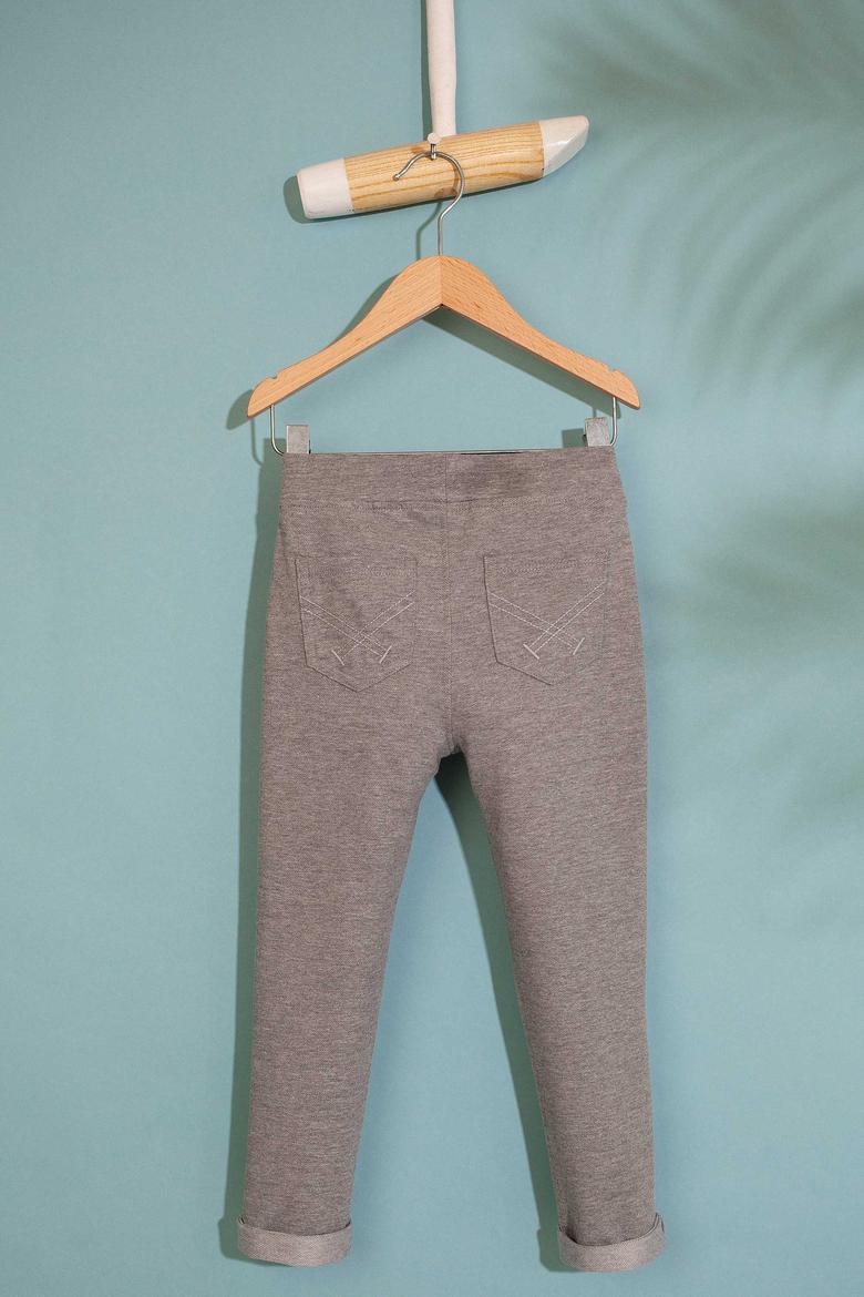 Çocuk Gri Örme Tayt - 50210586012