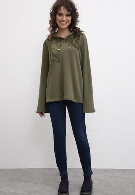 Kadın Haki Sweatshirt - 50206524007