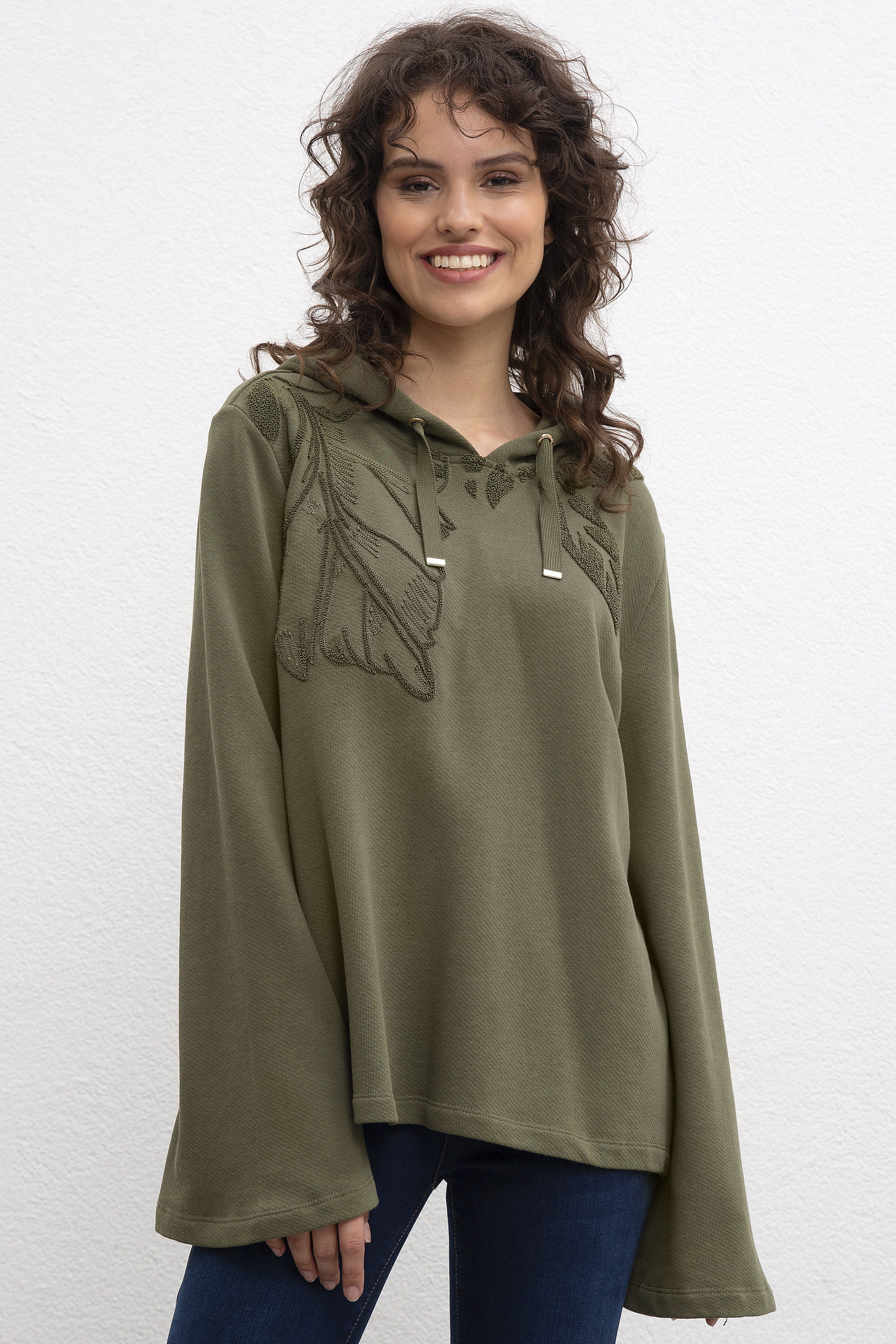 Kadın Haki Sweatshirt - Image 1
