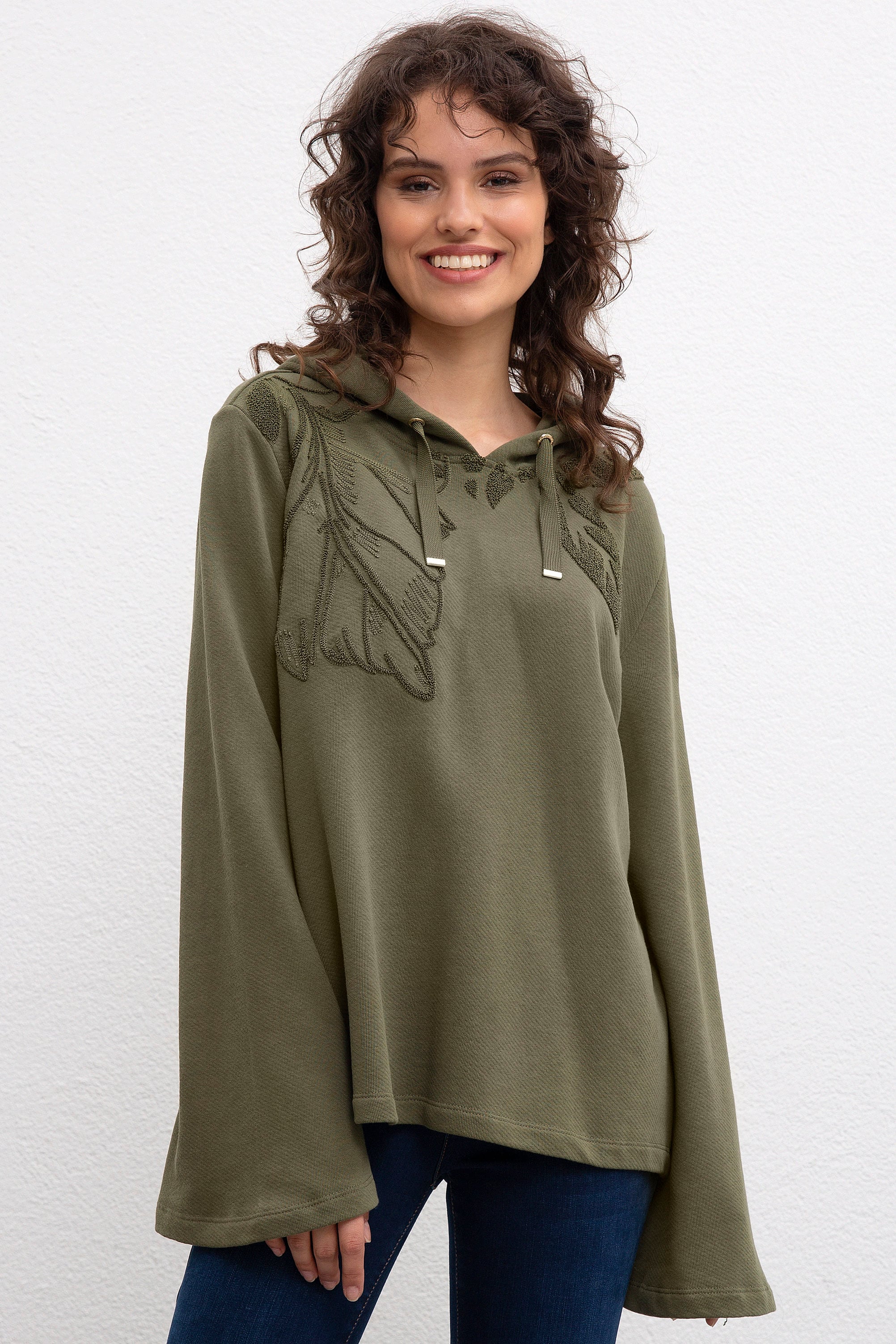 Kadın Haki Sweatshirt