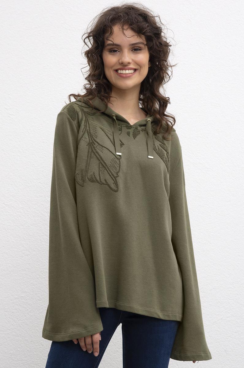 Kadın Haki Sweatshirt