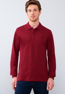 Erkek Bordo Polo Yaka Sweatshirt Basic - 50209199036