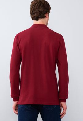 Erkek Bordo Polo Yaka Sweatshirt Basic - 50209199036