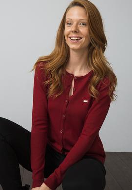 Kadın Kırmızı Basic Triko Hırka - 50193531039