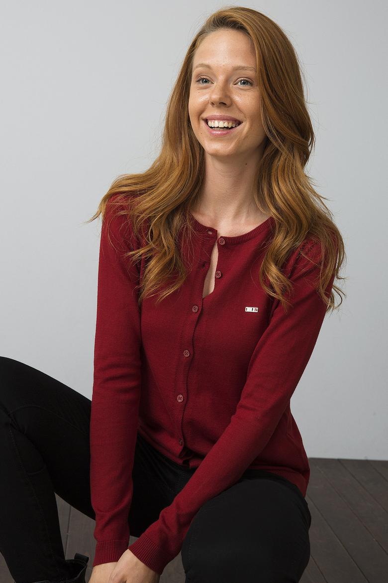 Kadın Kırmızı Basic Triko Hırka