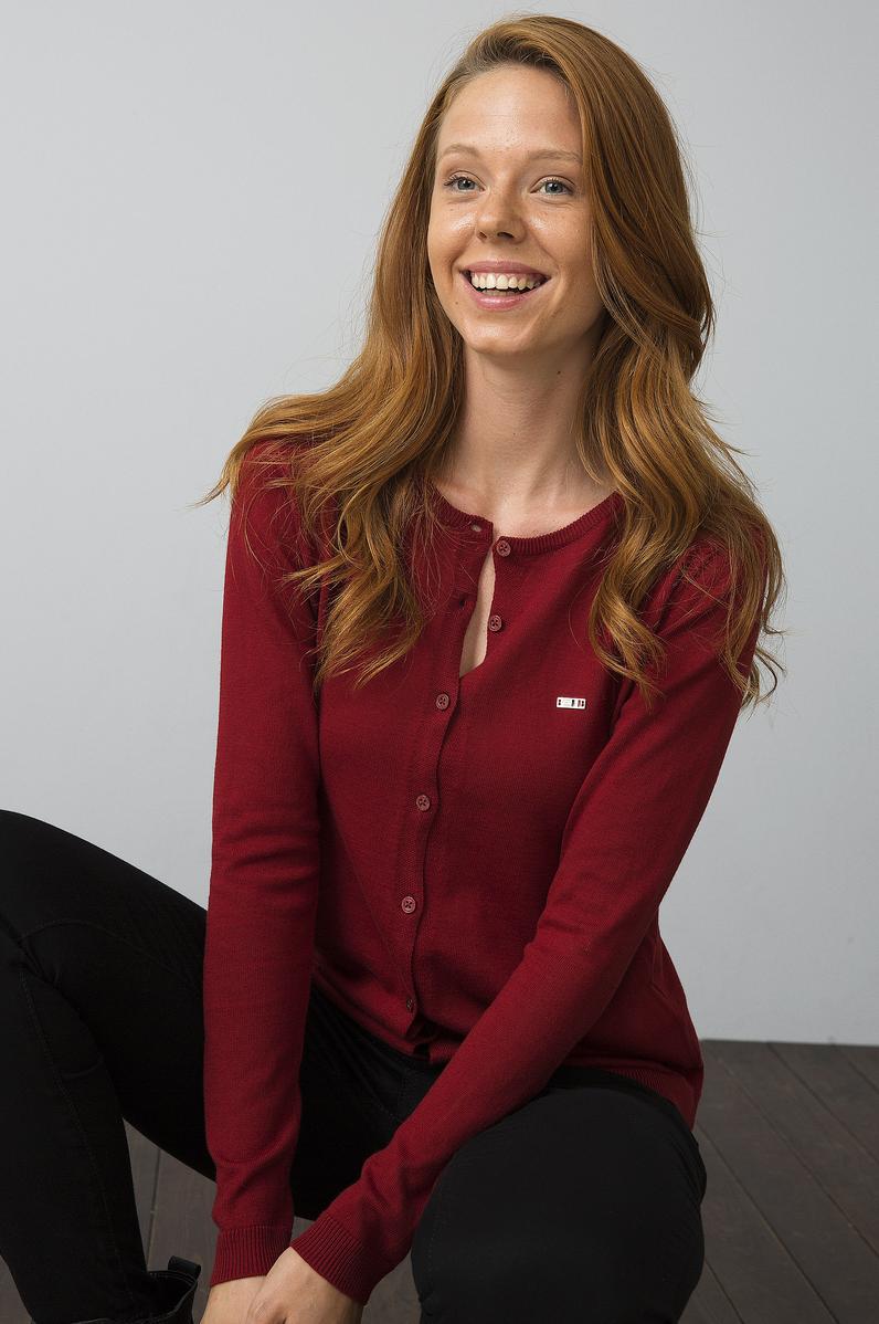 Kadın Kırmızı Basic Triko Hırka