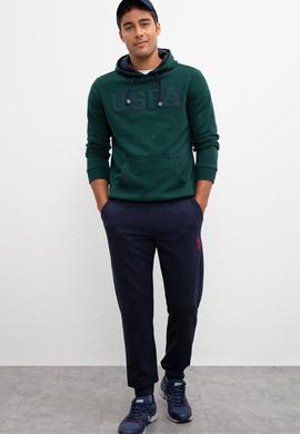 Erkek Koyu Yeşil Kapüşonlu Sweatshirt Basic - 50207318019