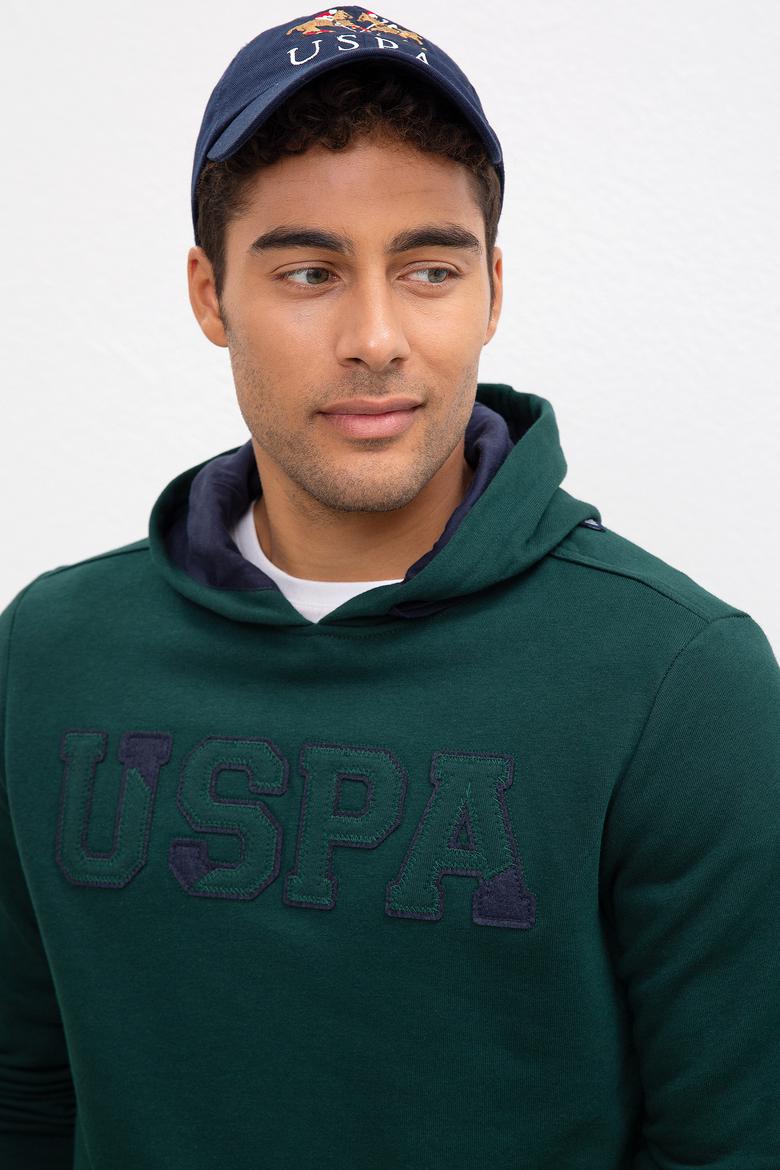 Erkek Koyu Yeşil Kapüşonlu Sweatshirt Basic - 50207318019