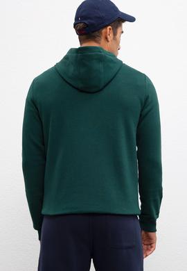 Erkek Koyu Yeşil Kapüşonlu Sweatshirt Basic - 50207318019