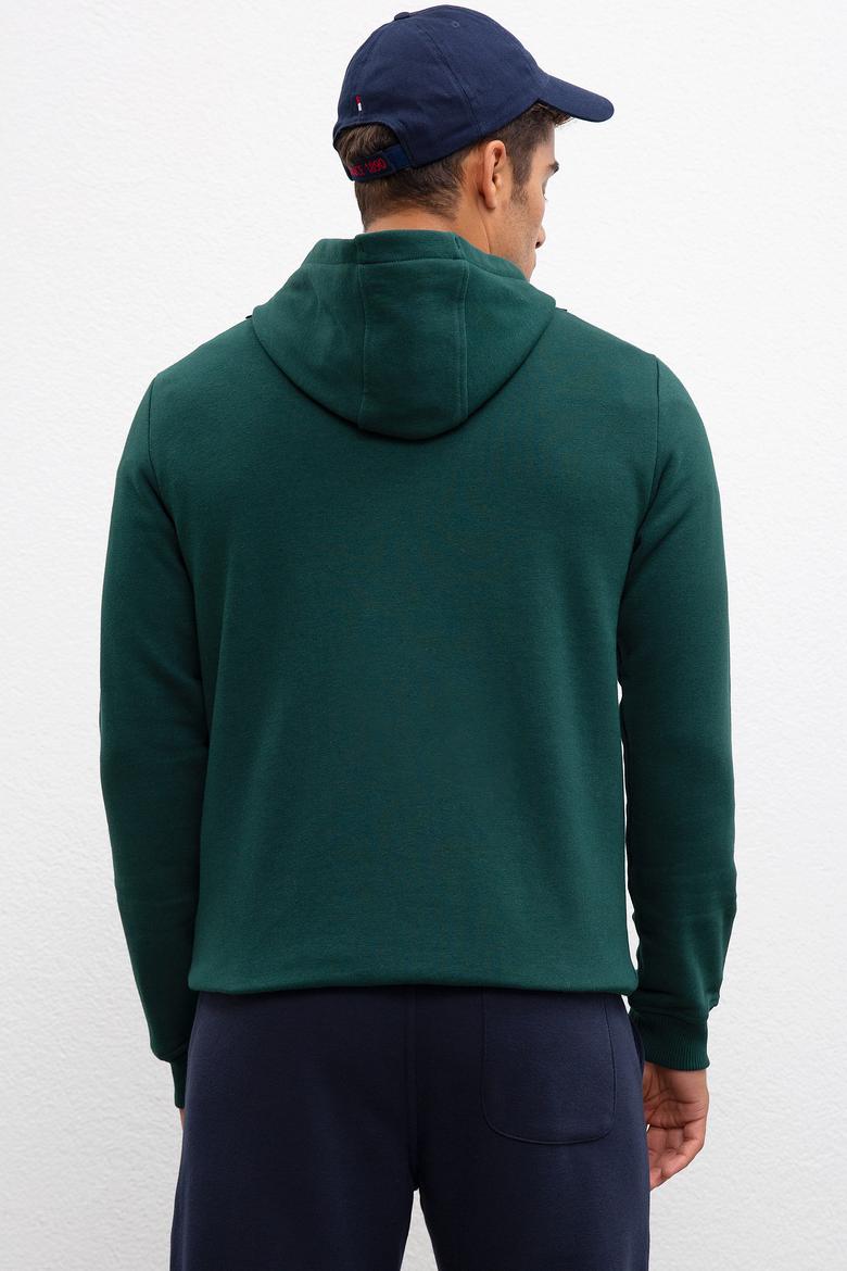 Erkek Koyu Yeşil Kapüşonlu Sweatshirt Basic - 50207318019