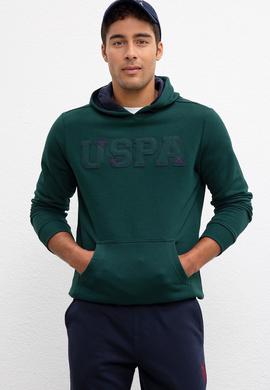 Erkek Koyu Yeşil Kapüşonlu Sweatshirt Basic - 50207318019