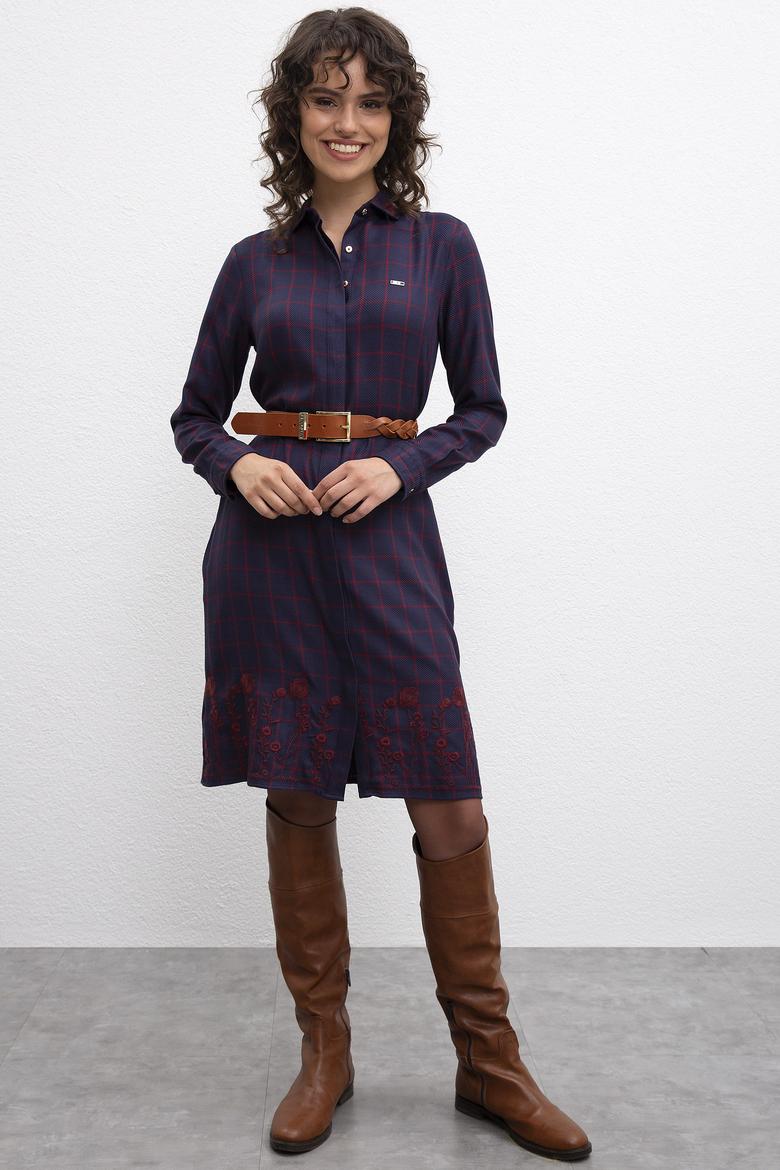 Kadın Lacivert Dokuma Elbise