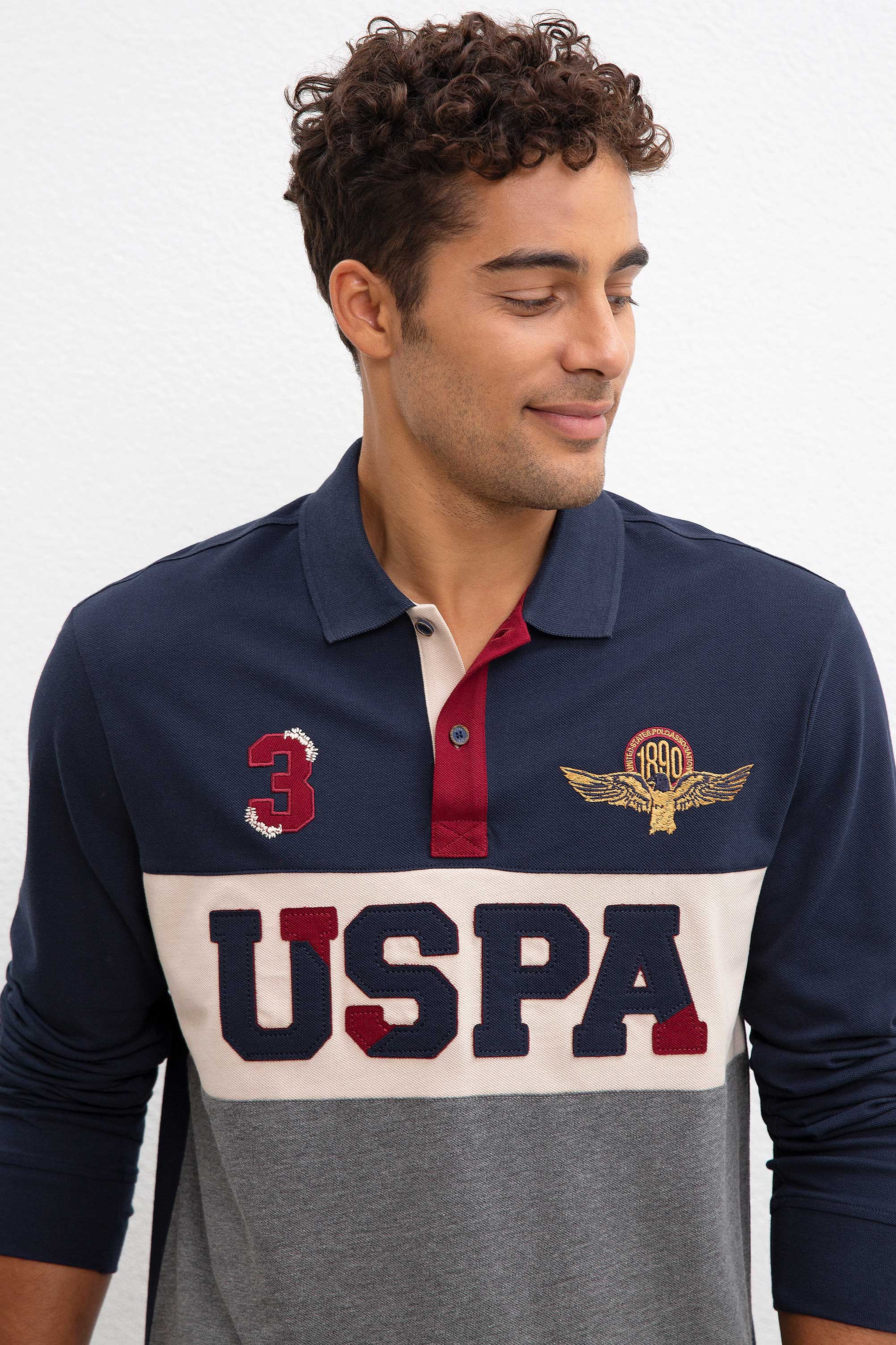 Erkek Lacivert Polo Yaka Sweatshirt