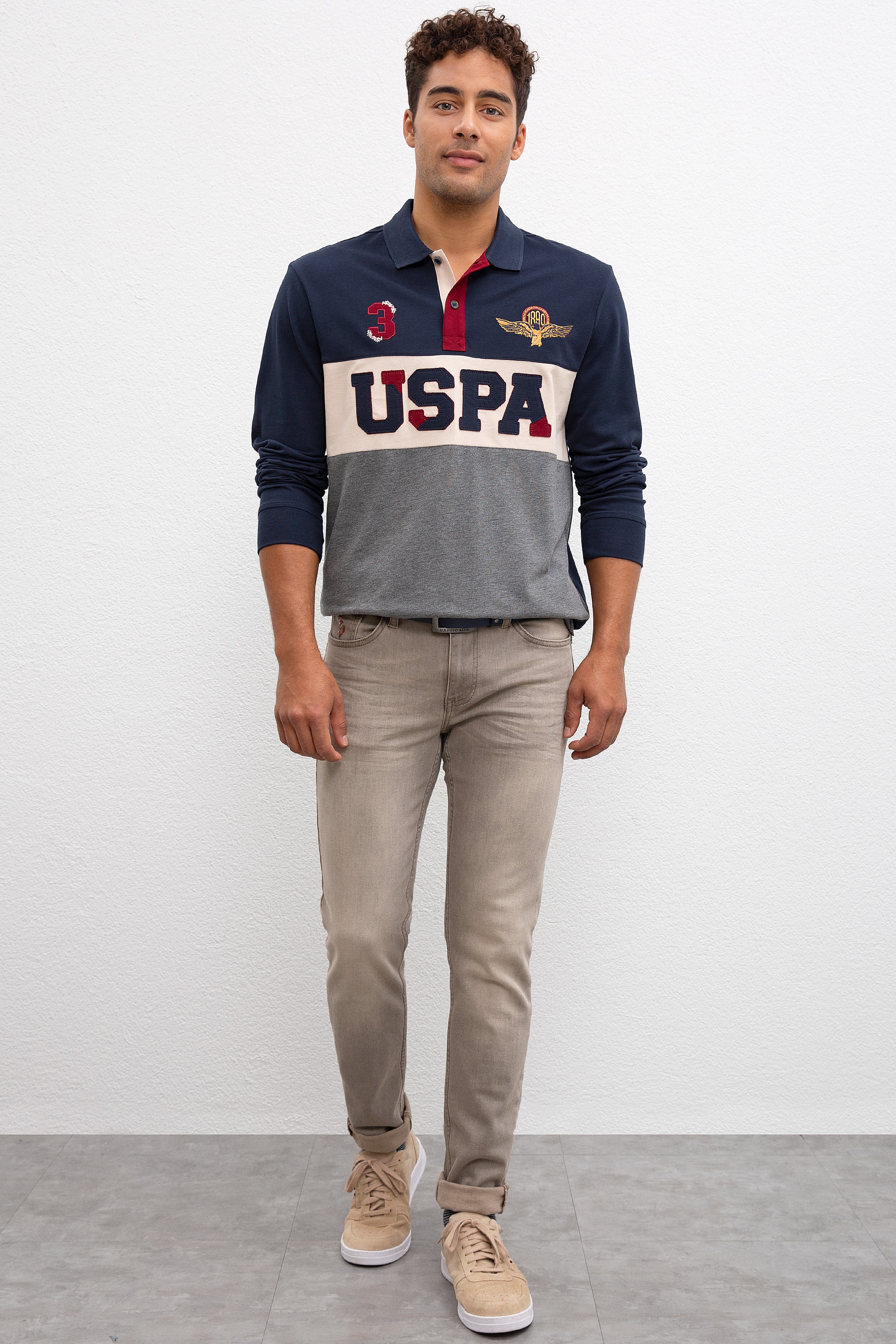 Erkek Lacivert Polo Yaka Sweatshirt - Image 4