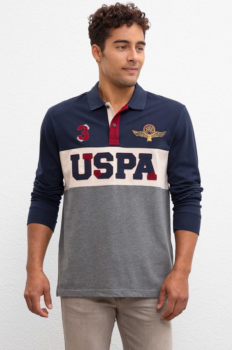 Erkek Lacivert Polo Yaka Sweatshirt